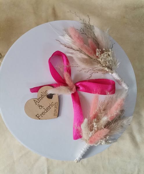 Boutonnière rose/crème