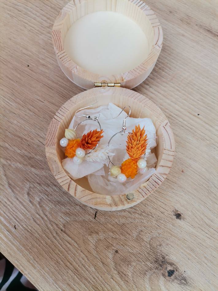 Boucles d'oreilles orange/blanc